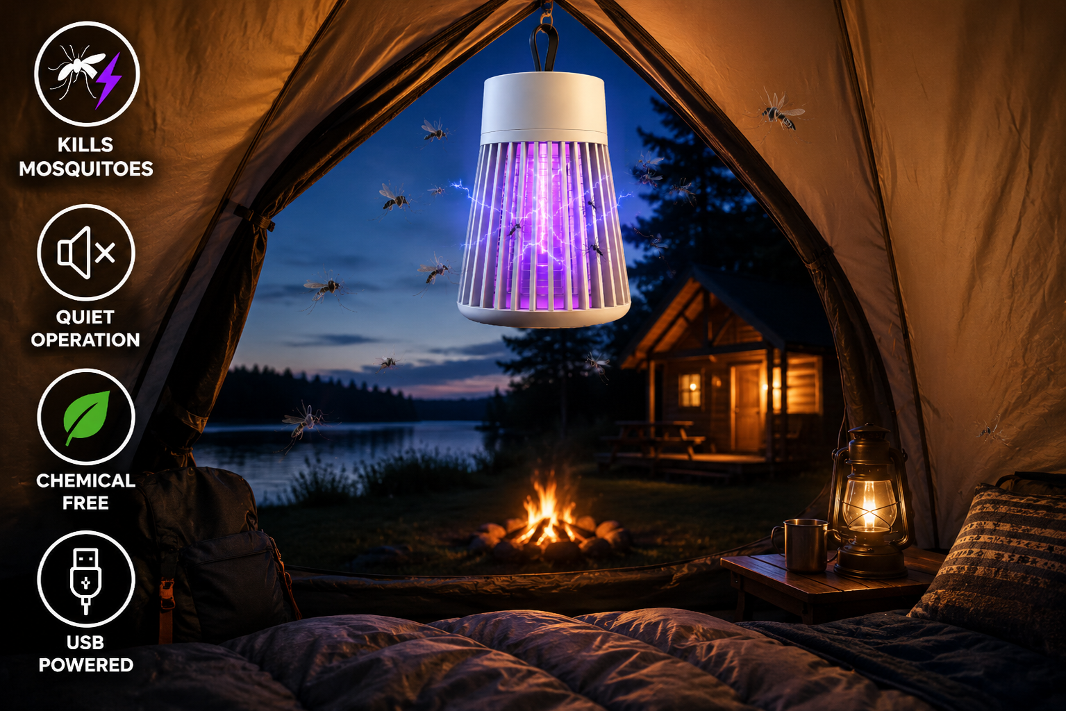 USB Rechargeable Mosquito Killer Lamp for Home & Outdoor Use